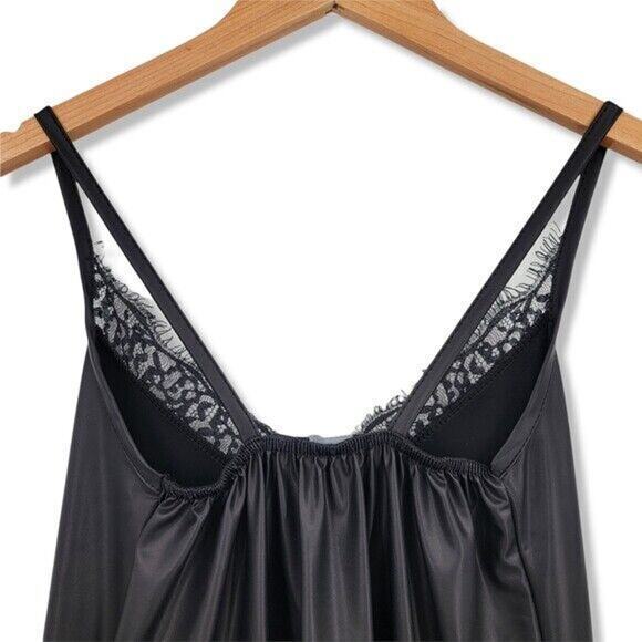 PrettyLittleThing Women's Black Faux Leather Lace Mini‎ Dress Size 0 - Picture 5 of 10